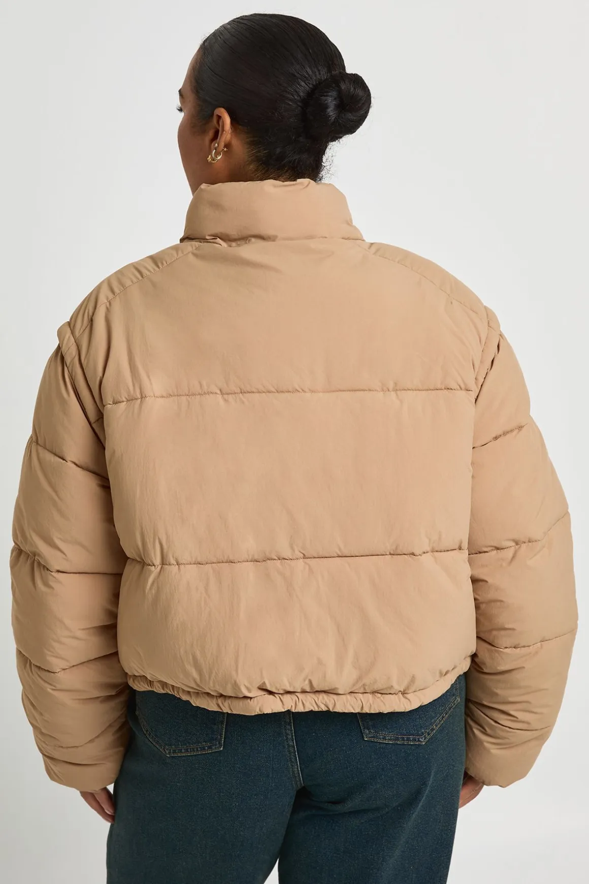 Veste Matelassée Grande Taille Col Montant