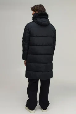 Veste Matelassée Longue À Casynthétiqueche Coupe Regular Avec Synthétique En Noir