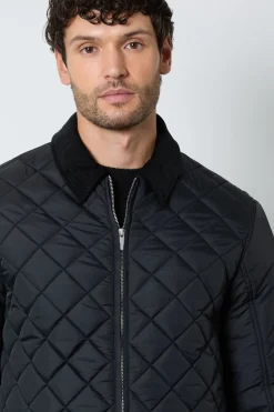 Veste Matelassée À Motif Losange Noire