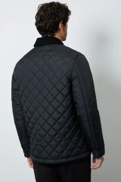 Veste Matelassée À Motif Losange Noire