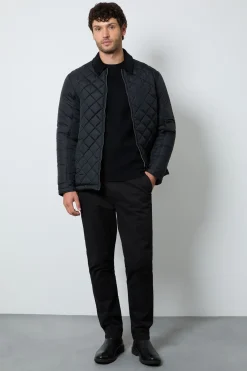 Veste Matelassée À Motif Losange Noire