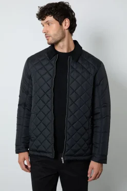 Veste Matelassée À Motif Losange Noire