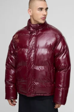 Veste matelassée réversible en tissu mixte à panneaux, coupe régulière, à col entonnoir