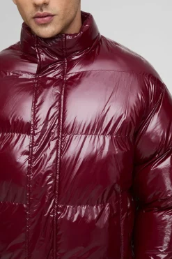 Veste matelassée réversible en tissu mixte à panneaux, coupe régulière, à col entonnoir