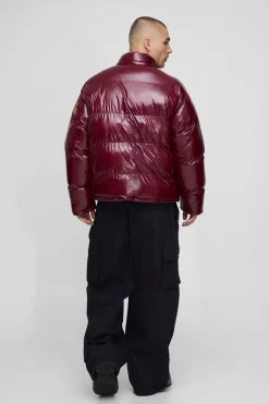 Veste matelassée réversible en tissu mixte à panneaux, coupe régulière, à col entonnoir
