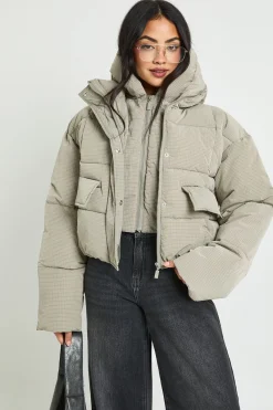 boohoo Veste matelassée texturée à capuche<Femme Manteaux Et Vestes D’Automne|Doudounes