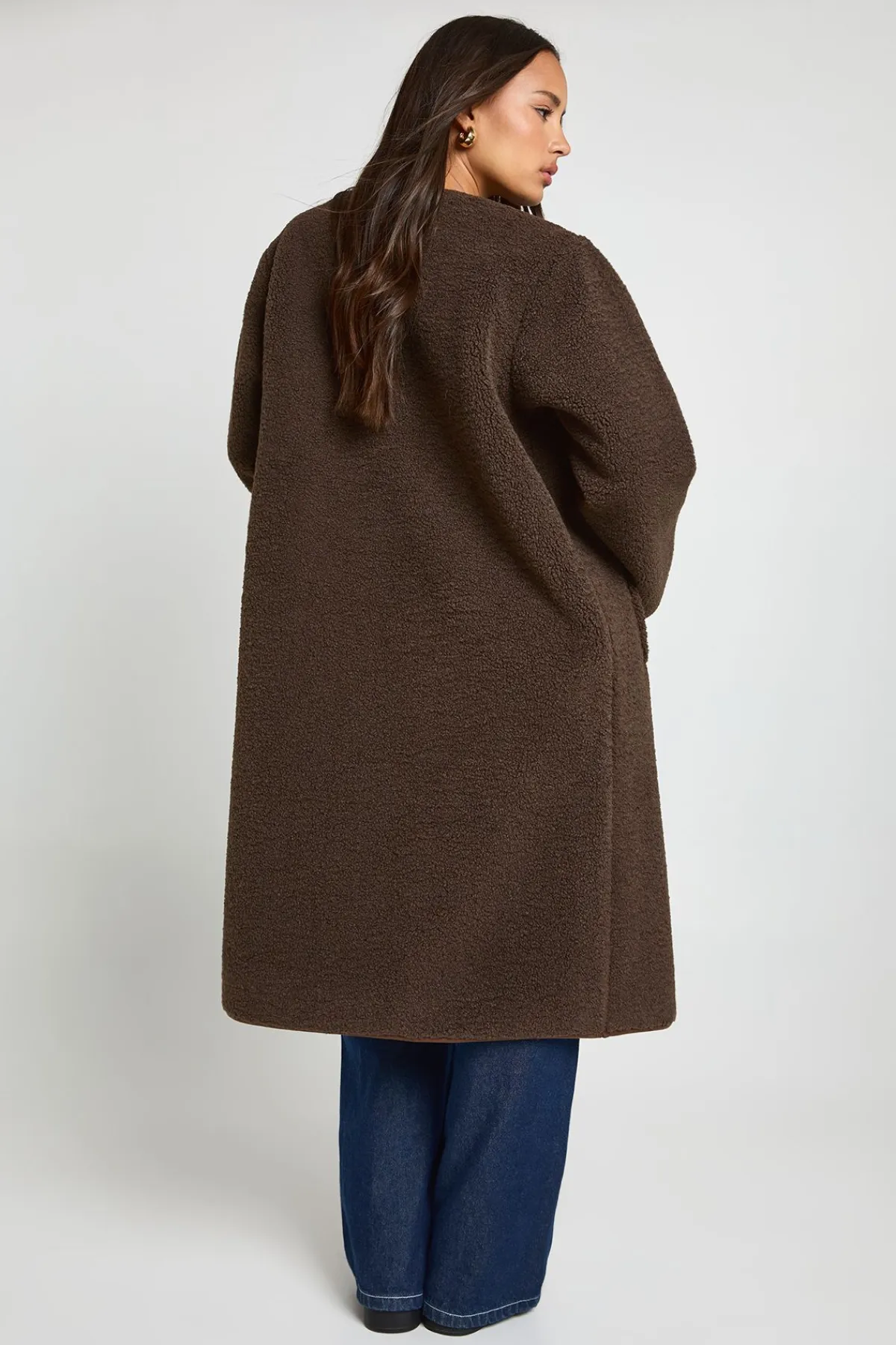 boohoo Veste maxi Teddy sans col<Femme Vestes & Manteaux|Manteaux Teddy