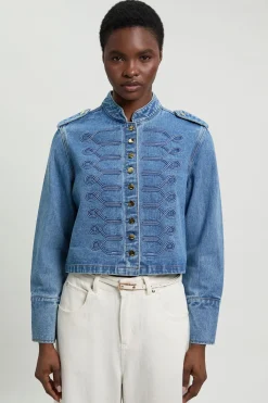 KarenMillen Veste Militaire En Denim<Femme Denim|Vestes & Manteaux