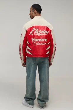 boohooMAN Veste Moto Homme En SYNTHÉTIQUE Froissé Coupe Ample<Homme Manteaux Et Vestes