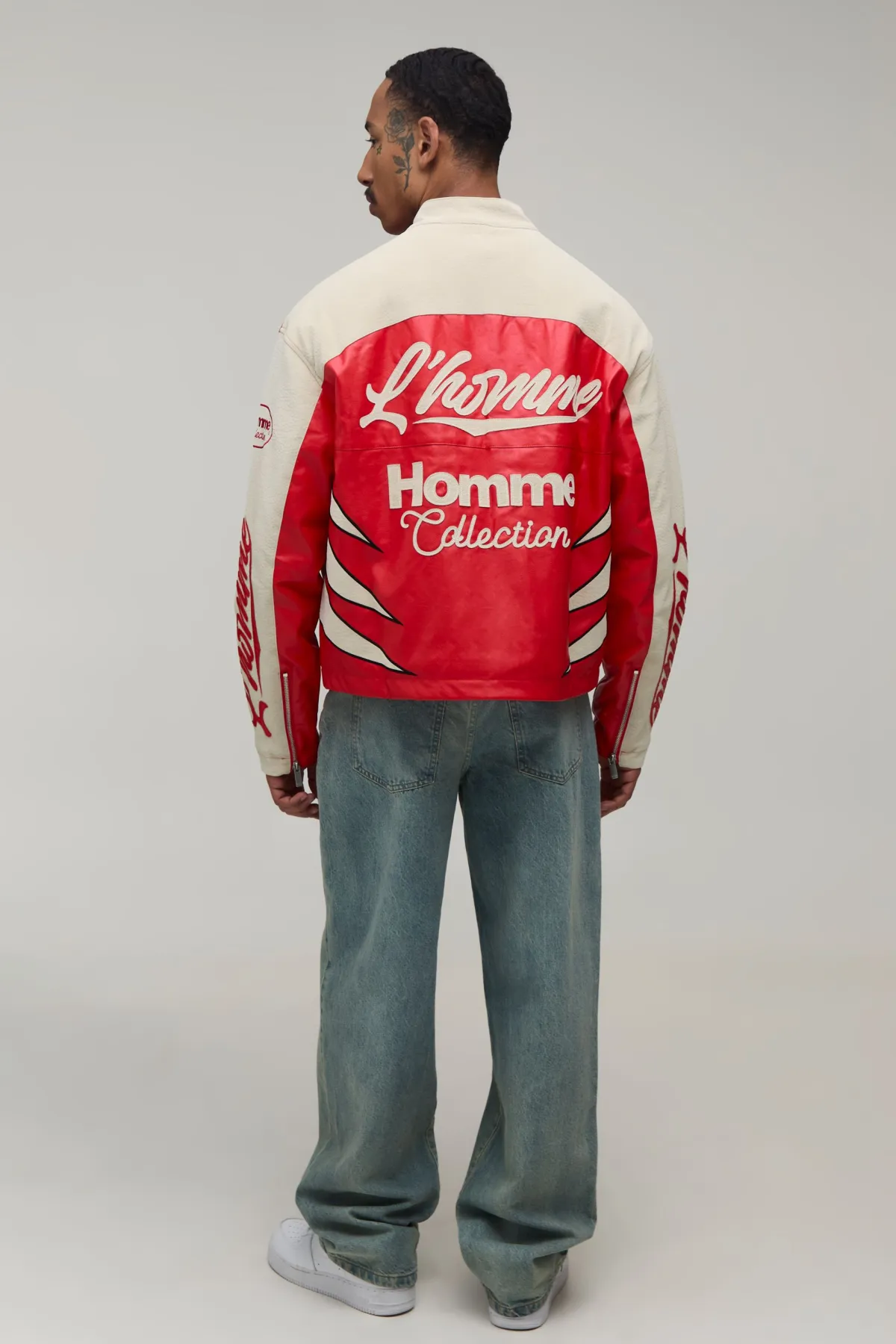boohooMAN Veste Moto Homme En SYNTHÉTIQUE Froissé Coupe Ample<Homme Manteaux Et Vestes