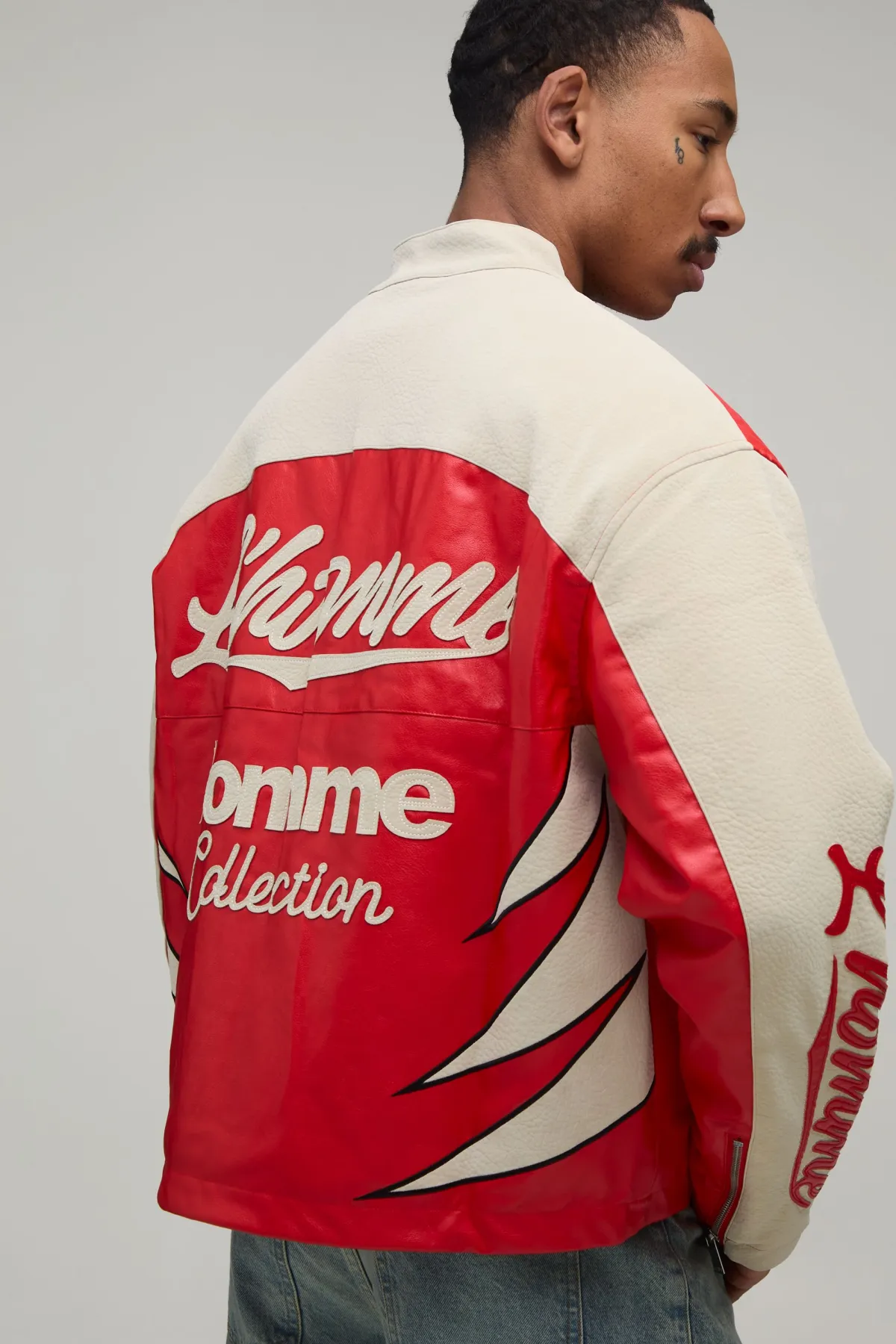 boohooMAN Veste Moto Homme En SYNTHÉTIQUE Froissé Coupe Ample<Homme Manteaux Et Vestes
