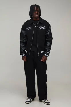 Veste Moto Homme En SYNTHÉTIQUE Tumbled Coupe Boxy Grande Taille