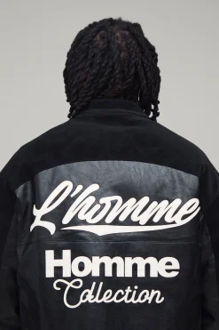 Veste Moto Homme En SYNTHÉTIQUE Tumbled Coupe Boxy Grande Taille
