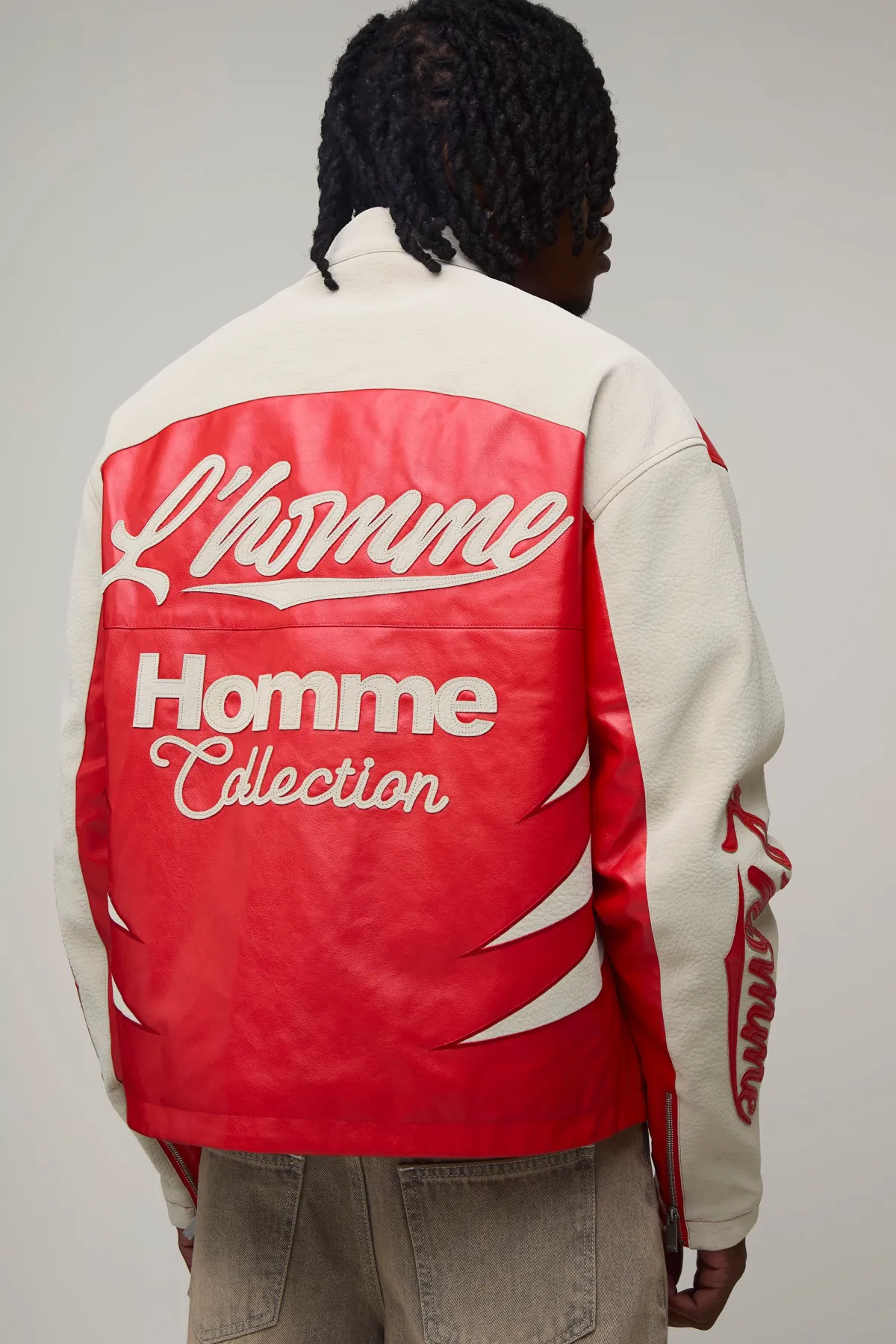 boohooMAN Veste Moto Homme SYNTHÉTIQUE Effet Froissé Coupe Ample Tall<Homme Tout Afficher|Vestes & Manteaux Tall