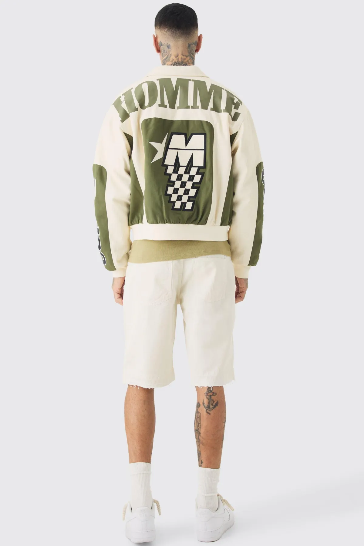boohooMAN Veste Moto Homme Tall Boxy Twill<Homme Tout Afficher|Vestes & Manteaux Tall