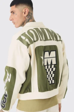 boohooMAN Veste Moto Homme Tall Boxy Twill<Homme Tout Afficher|Vestes & Manteaux Tall