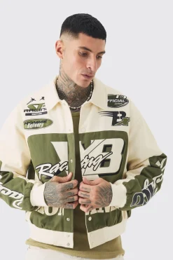 boohooMAN Veste Moto Homme Tall Boxy Twill<Homme Tout Afficher|Vestes & Manteaux Tall
