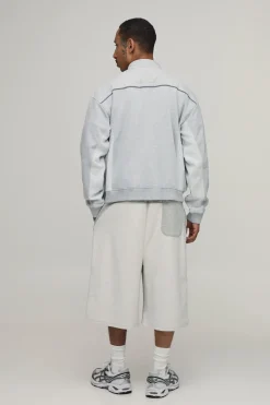 boohooMAN Veste Moto Jersey Col Motard Coupe Boxy À Blocs De Couleur<Homme Manteaux Et Vestes