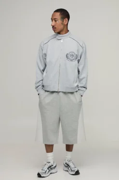 boohooMAN Veste Moto Jersey Col Motard Coupe Boxy À Blocs De Couleur<Homme Manteaux Et Vestes