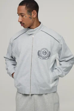 boohooMAN Veste Moto Jersey Col Motard Coupe Boxy À Blocs De Couleur<Homme Manteaux Et Vestes