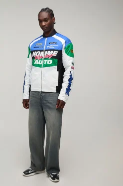 boohooMAN Veste Moto Matelassée En Nylon Coupe Regular Tall<Homme Tout Afficher|Vestes & Manteaux Tall