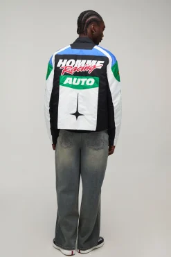 boohooMAN Veste Moto Matelassée En Nylon Coupe Regular Tall<Homme Tout Afficher|Vestes & Manteaux Tall