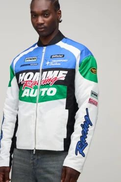 boohooMAN Veste Moto Matelassée En Nylon Coupe Regular Tall<Homme Tout Afficher|Vestes & Manteaux Tall