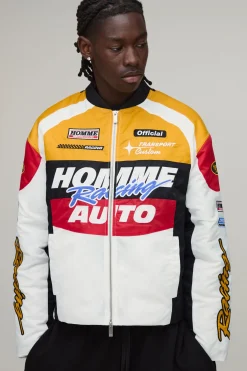 boohooMAN Veste Moto Matelassée En Nylon Coupe Regular<Homme Manteaux Et Vestes