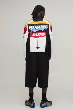 boohooMAN Veste Moto Matelassée En Nylon Coupe Regular<Homme Manteaux Et Vestes