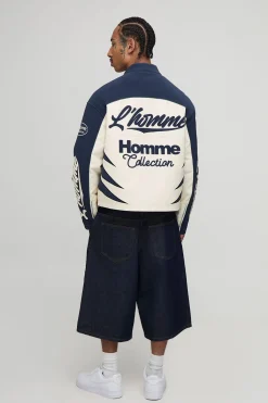boohooMAN Veste moto pour homme à la coupe boxy, finition Tumbled, synthétique<Homme Manteaux Et Vestes