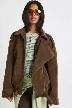 boohoo Veste oversize en daim synthétique<Femme Looks Chocolat|Manteaux Et Vestes D’Automne
