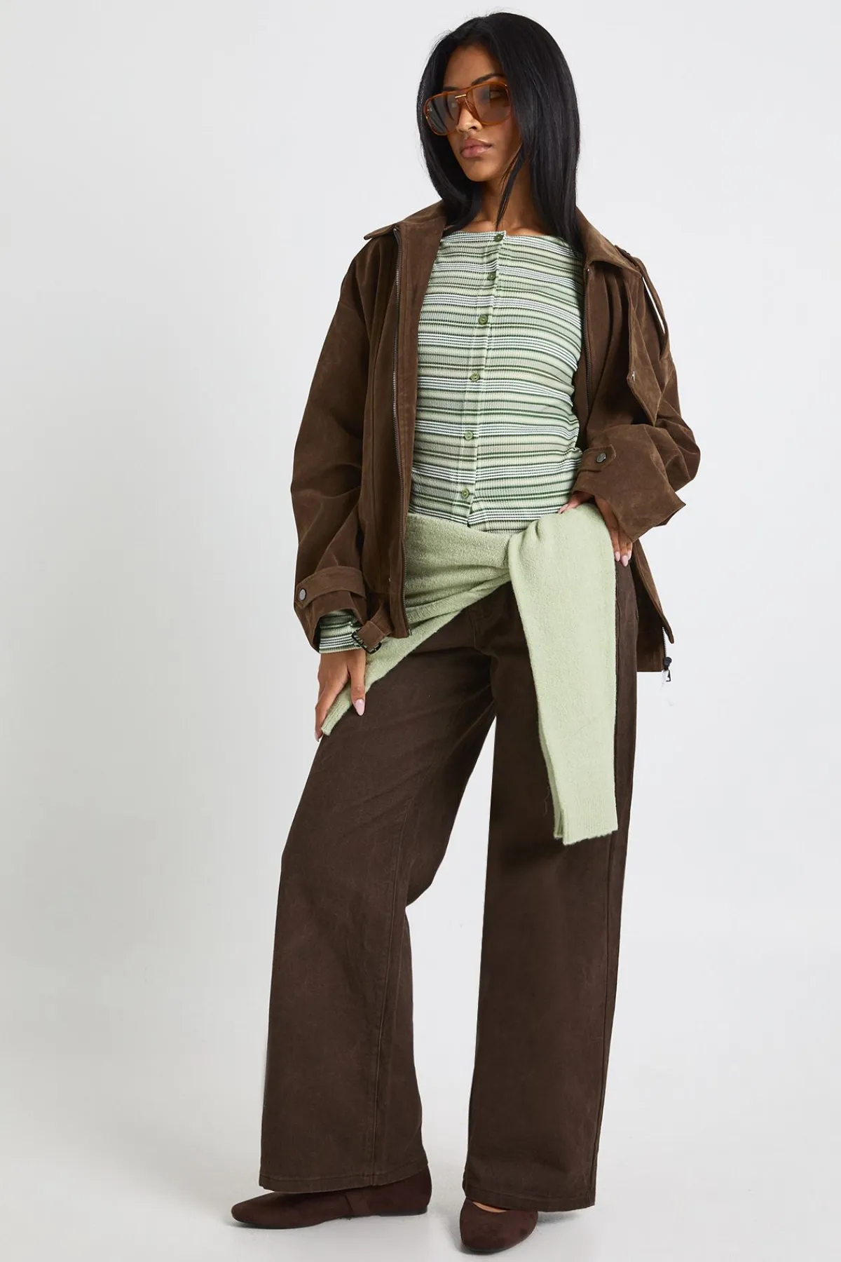 boohoo Veste oversize en daim synthétique<Femme Looks Chocolat|Manteaux Et Vestes D’Automne