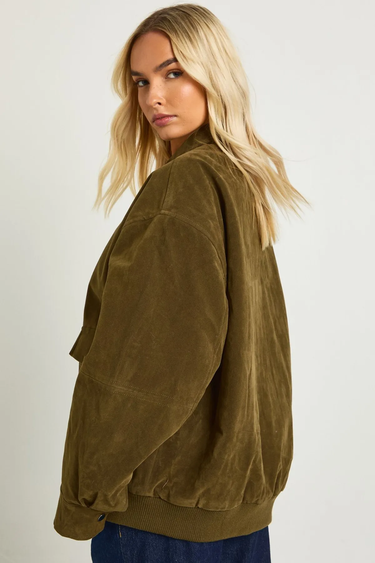 boohoo Veste oversize en suède synthétique<Femme Manteaux Et Vestes D’Automne|Vestes & Manteaux