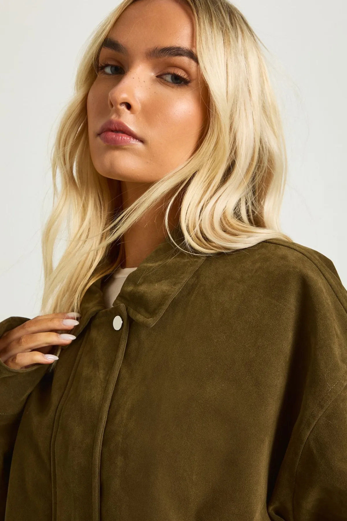 boohoo Veste oversize en suède synthétique<Femme Manteaux Et Vestes D’Automne|Vestes & Manteaux