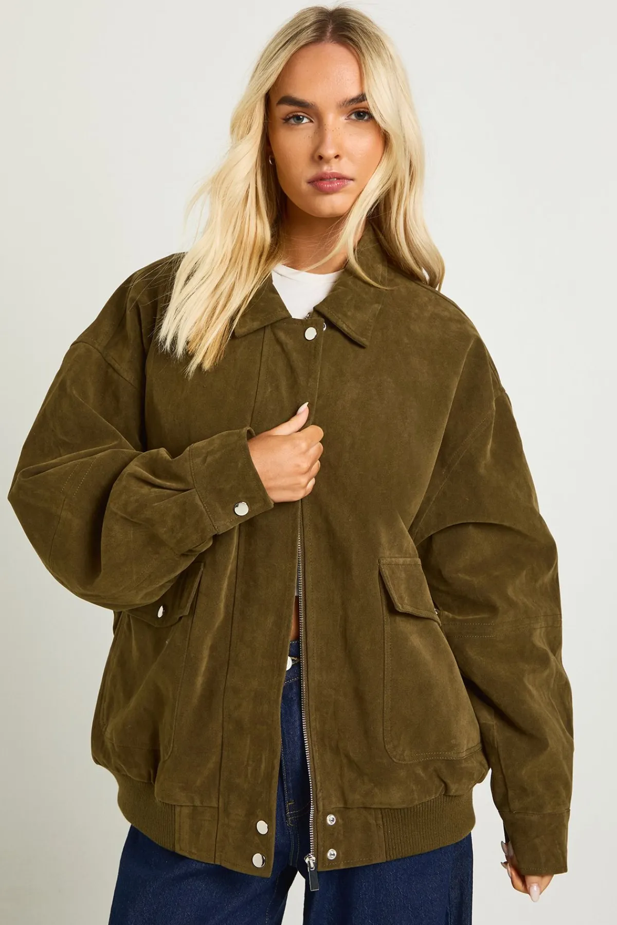 boohoo Veste oversize en suède synthétique<Femme Manteaux Et Vestes D’Automne|Vestes & Manteaux