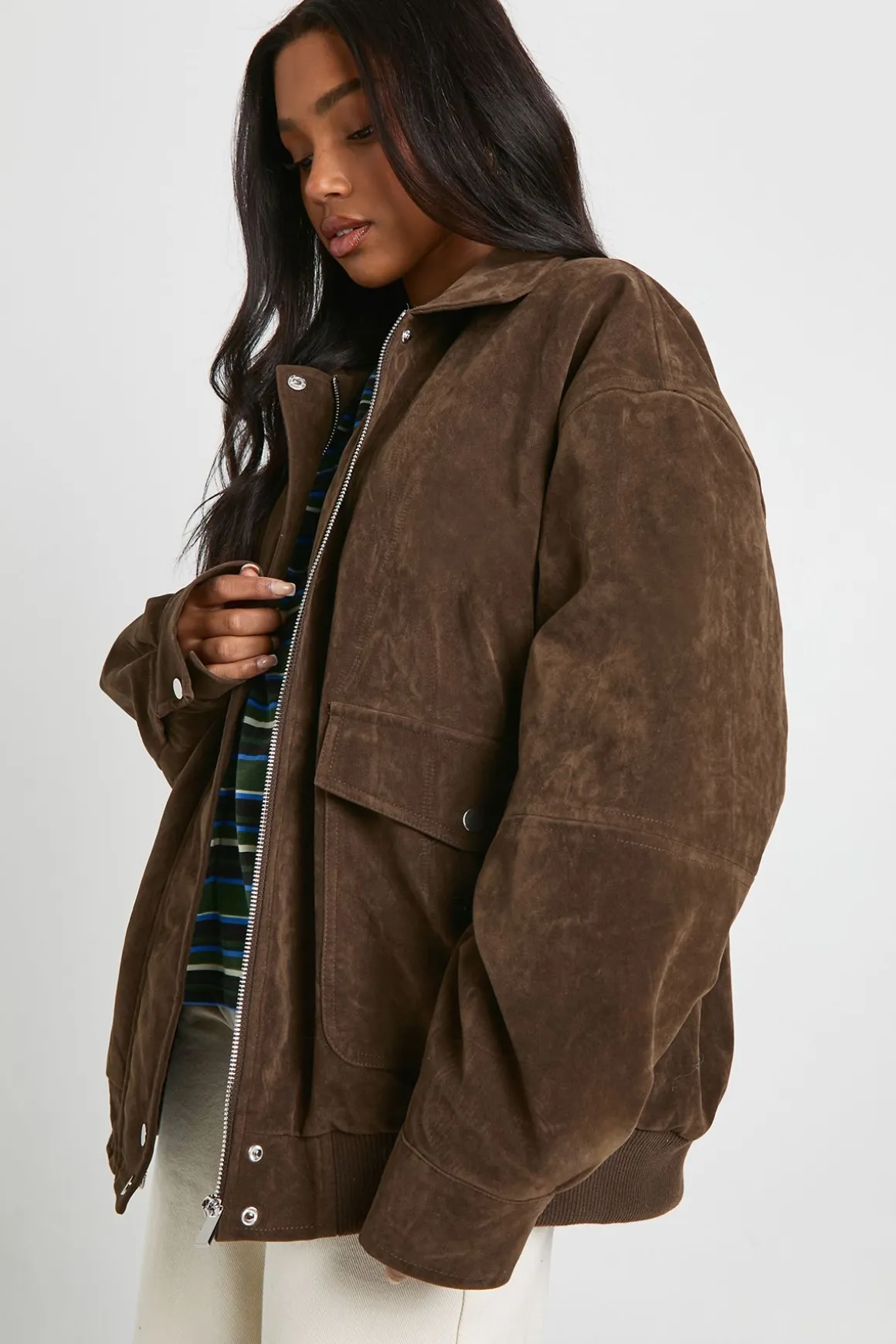 Veste oversize en suédé synthétique
