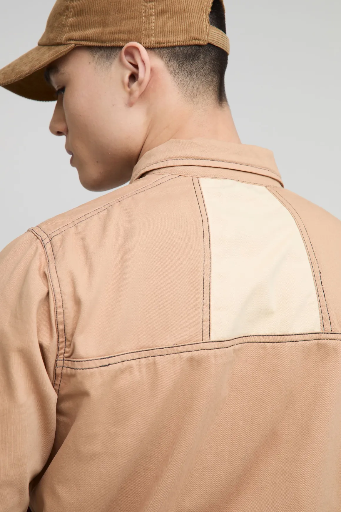 Veste oversize en twill à découpe et couture