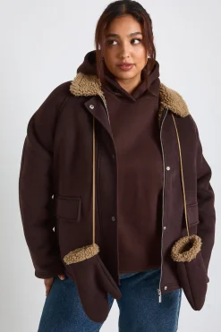 Veste oversize Plus avec détails Teddy Trim
