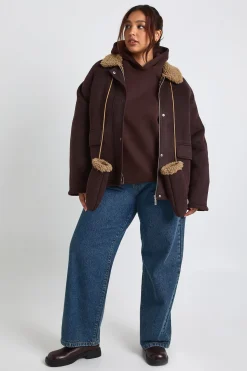 Veste oversize Plus avec détails Teddy Trim
