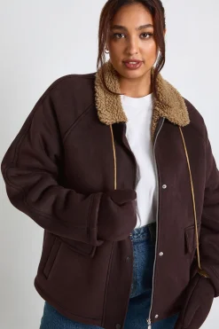 Veste oversize Plus avec détails Teddy Trim