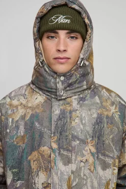 Veste parka camouflage surdimensionnée à capuche, coupe entonnoir