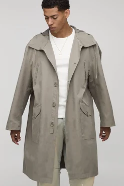 Veste parka à capuche, coupe régulière et coupe longue