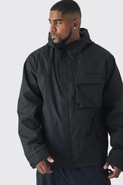 boohooMAN Veste Parka Légère à Capuche pour Grandes Tailles, Coupe Régulière, en<Homme Vestes & Manteaux Grande Taille|Tout Afficher