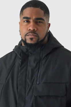 boohooMAN Veste Parka Légère à Capuche pour Grandes Tailles, Coupe Régulière, en<Homme Vestes & Manteaux Grande Taille|Tout Afficher