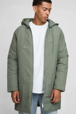 Veste parka matelassée à capuche et col entonnoir, coupe régulière et longue
