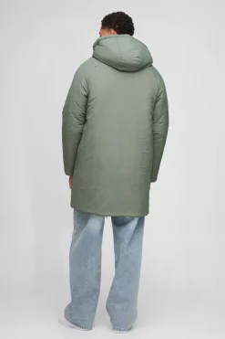 Veste parka matelassée à capuche et col entonnoir, coupe régulière et longue