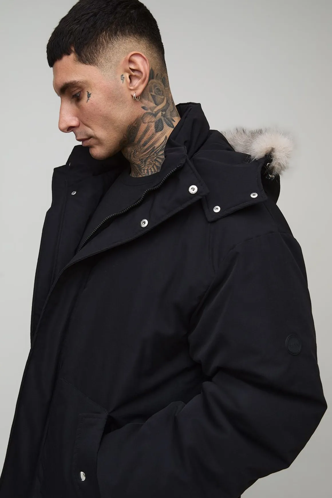 Veste parka oversize pour grandes tailles à capuche, coupe boxy, avec garniture synthétique