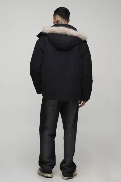 Veste parka oversize pour grandes tailles à capuche, coupe boxy, avec garniture synthétique
