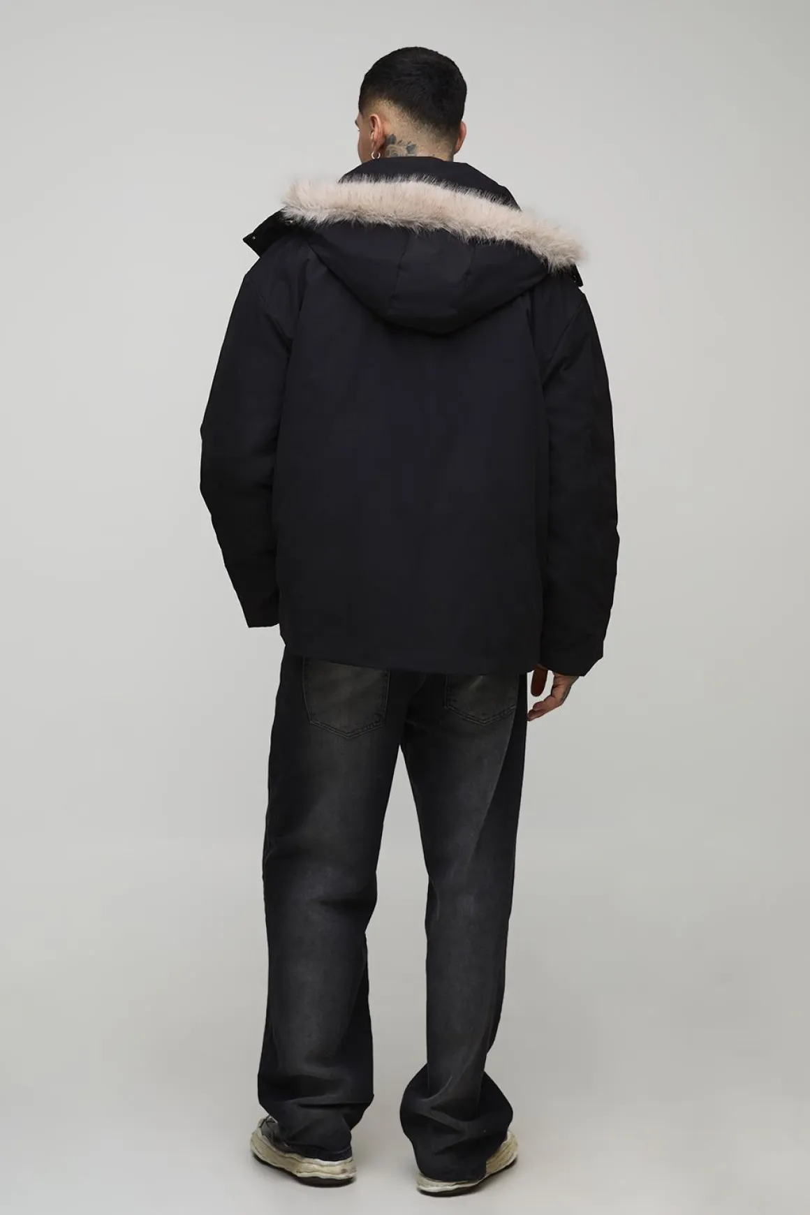 Veste parka oversize pour grandes tailles à capuche, coupe boxy, avec garniture synthétique
