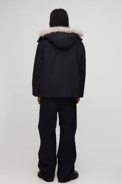 boohooMAN Veste parka surdimensionnée à capuche et col enton avec garniture synthétique<Homme Manteaux Et Vestes